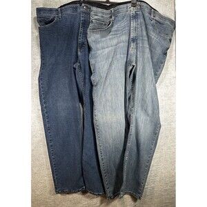 Lot of 2 Wrangler Men's Blue Jeans Relaxed Fit, Straight Leg, Size 42x32